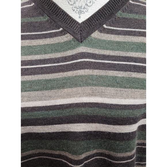 Structure 100% Fine Italian Merino Wool Fall Colored V Neck Sweater Men's Large - Picture 5 of 7